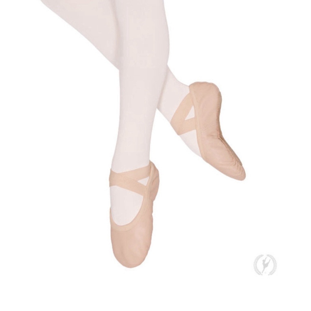 Eurotard Girls Drawstring Free Full Sole PInk Ballet Slippers Sz 6 36